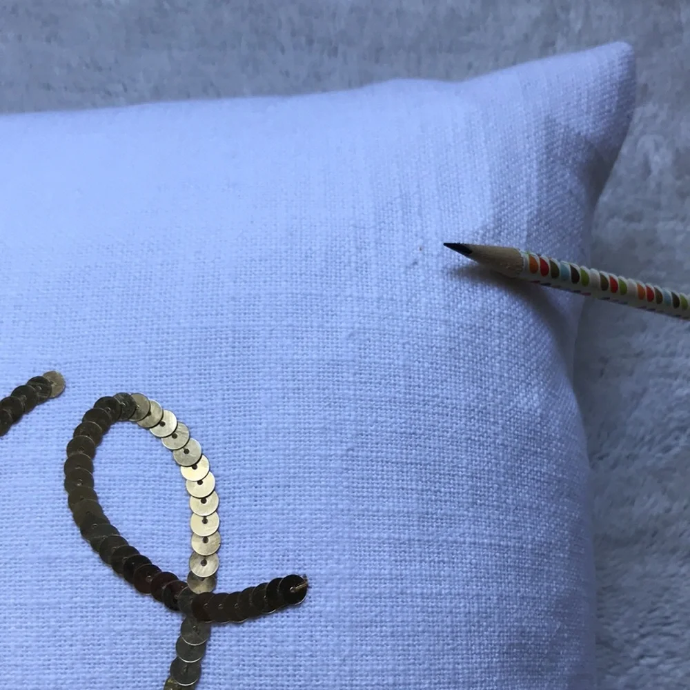 Indaba Trading 100% cotton decorative Throw Pillow Hello in gold sequins